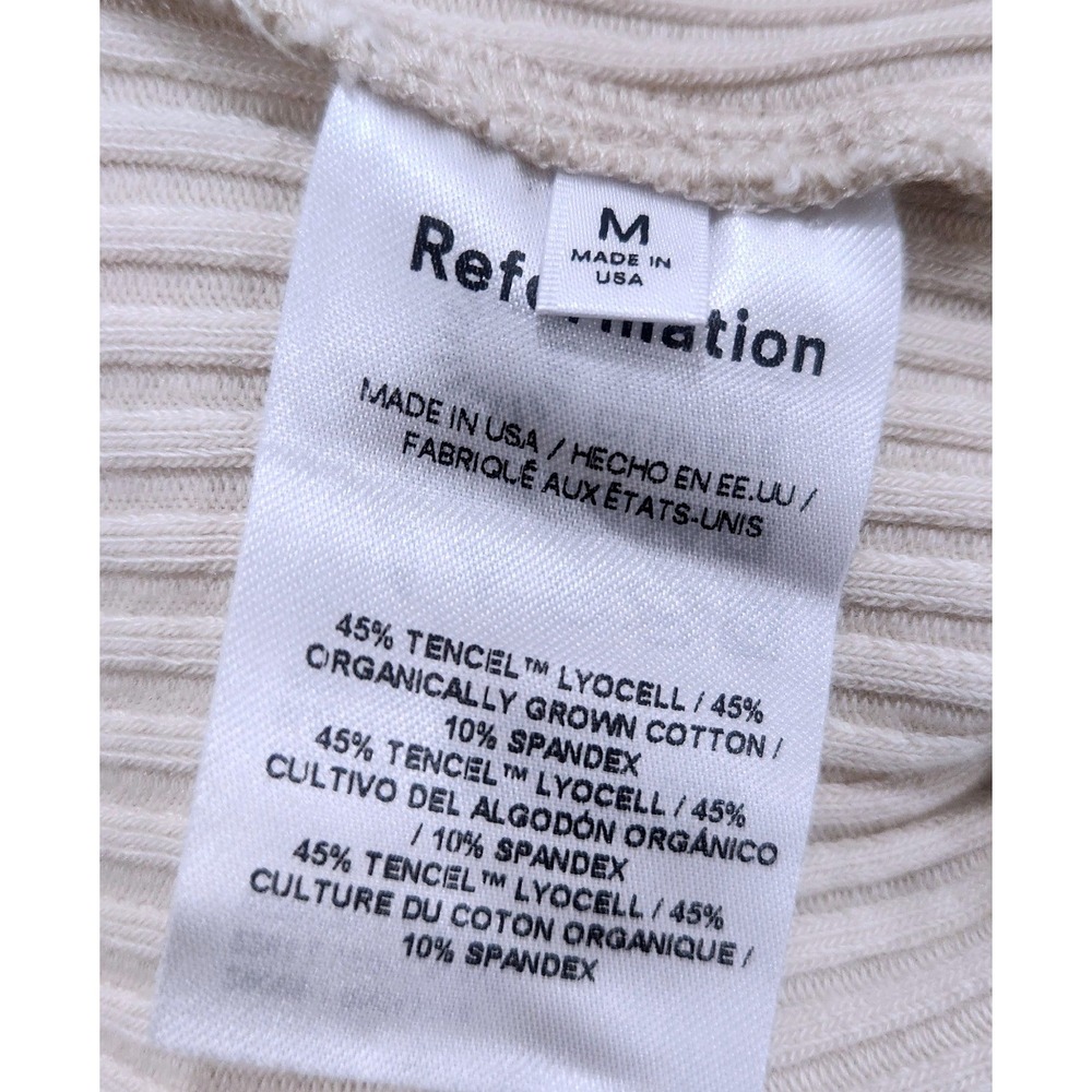 Reformation Ribbed Knit Jumpsuit Cream Beige Short Sleeve Wide Leg Polo Collar - Picture 11 of 11
